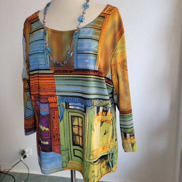 Vintage Jessica Max Women’s Art Deco Shirt (Size: Large) - Picture 9 of 14